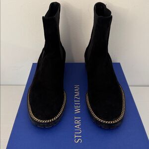 Stuart Weitzman Black Suede Kolbie Chelsea Booties Size 36.5